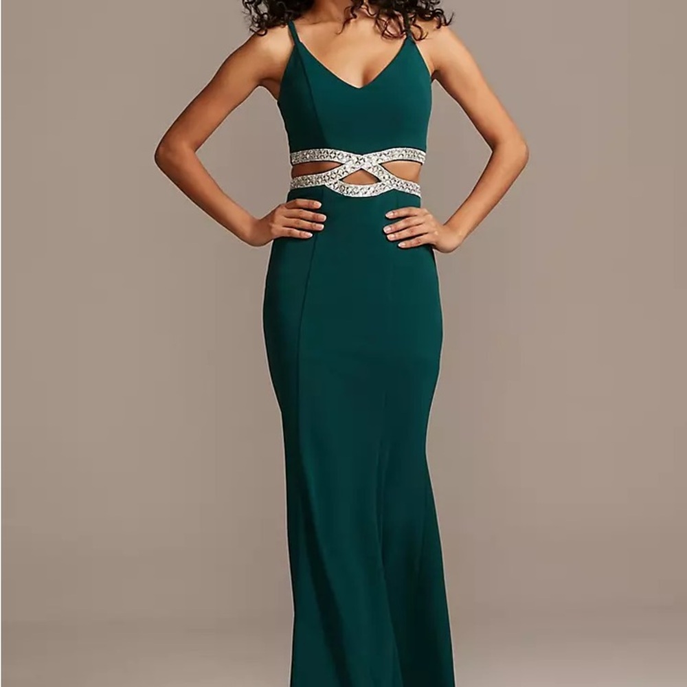 Speechless Green Embellished Cut-Out Prom Gown